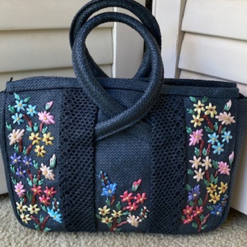 Lulu Guinness Black Paper Straw Bag - Picture 3 of 10